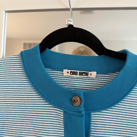 Ciao Lucia Lise Jacket in Sail Size Small Color Blue White - Picture 3 of 5